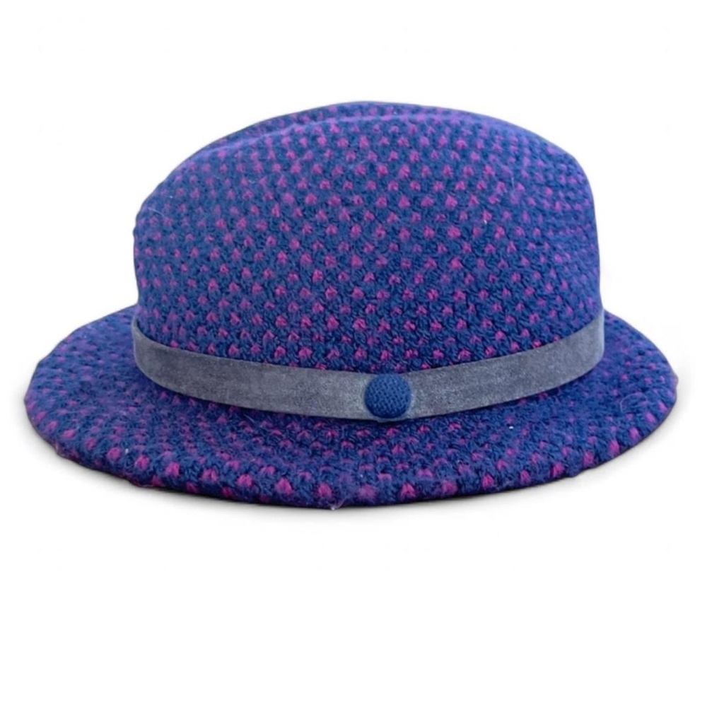 Hansen Vintage Knit Hat in Blue and Pink